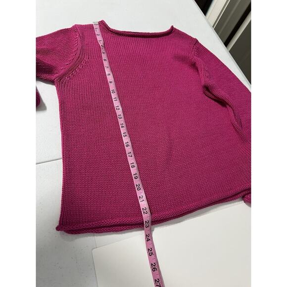 SAKS FIFTH AVENUE Chunky Knit Scoop Neck Sweater Women’s XL 100% Silk Pink - Picture 12 of 13